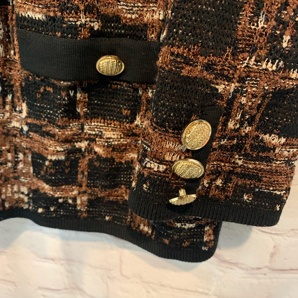 Ming Wang Black and Brown Tweed Blazer Size PS - Picture 4 of 5